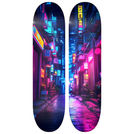 City Of Neon Lights | Skateboard Wall Art