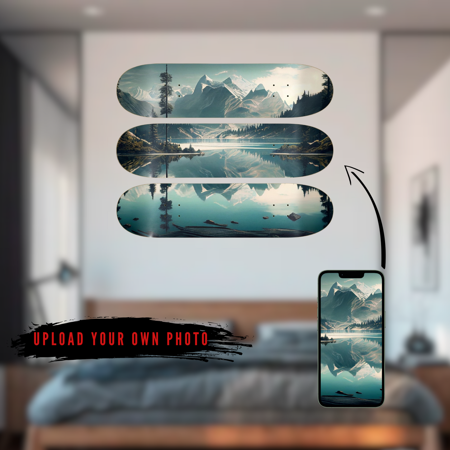 Custom Triple Deck Skateboard Wall Art