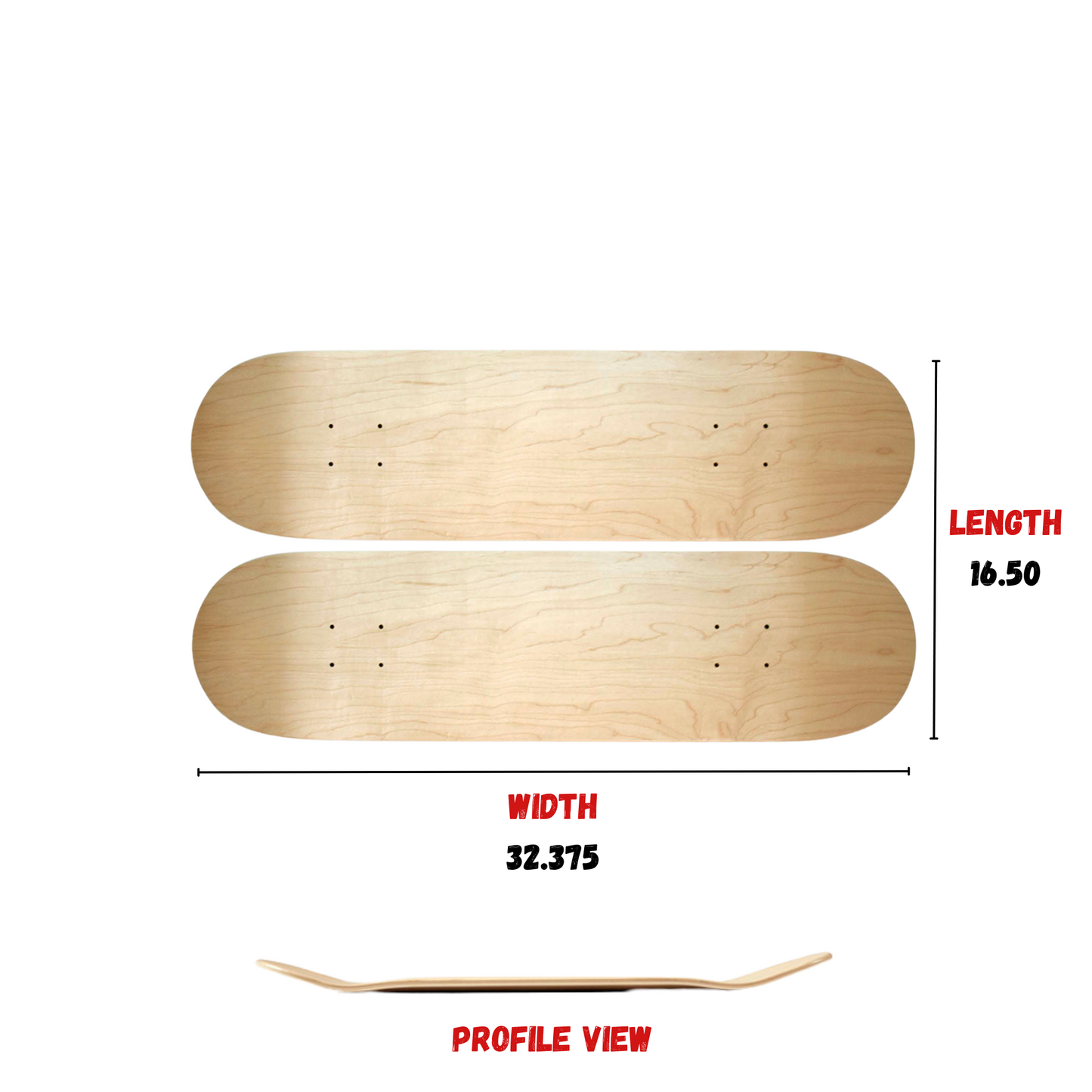 FreshSkateDecks Double Skateboard Deck Set Size