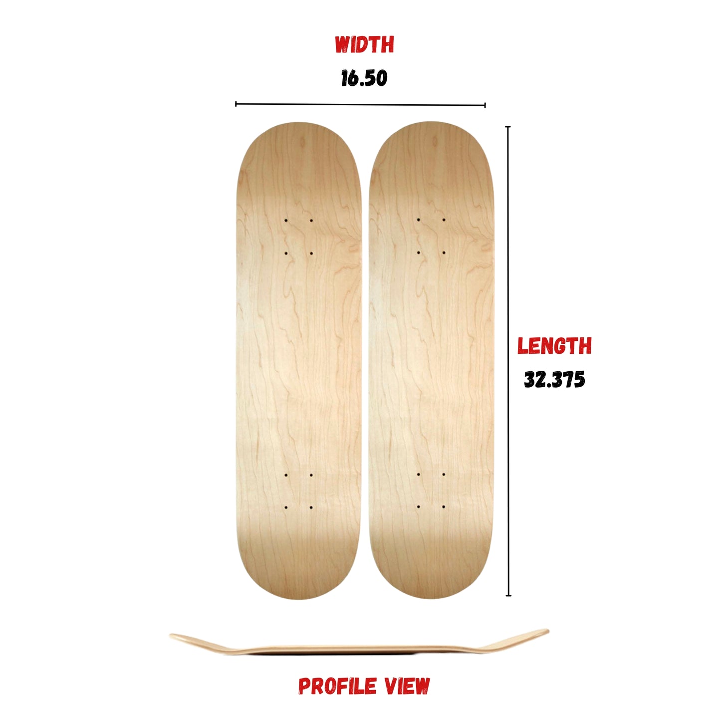 FreshSkateDecks Double Skateboard Deck Set Size