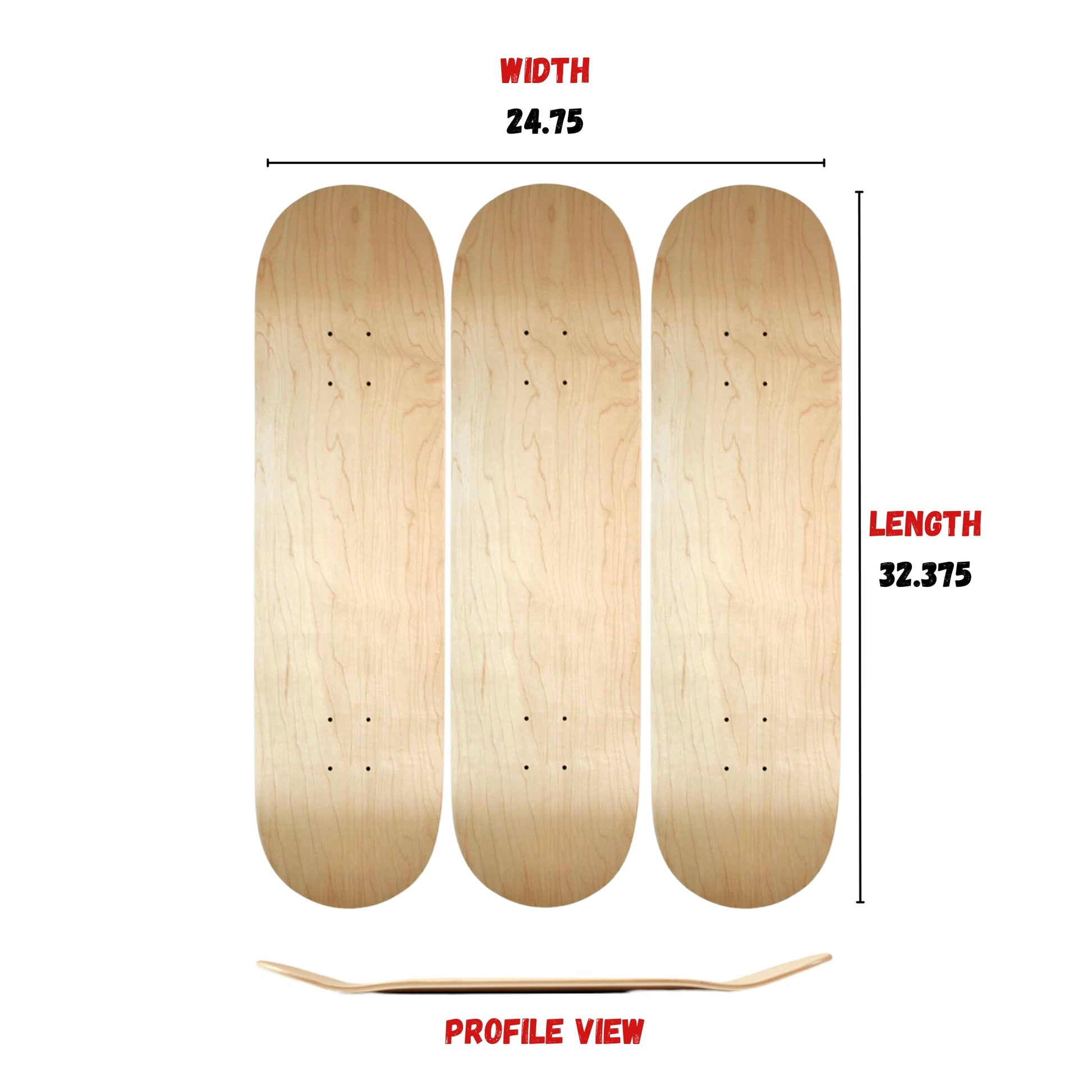 FreshSkateDecks Skateboard Deck Set Size